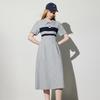 Chuyu Women's Color-Block Stripe Polo Long Dress