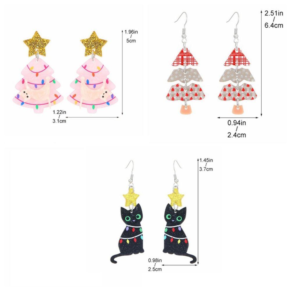 Cartoon Style Stud Earrings Acrylic Material Star Earrings Sweet Tree Earrings Women Wear