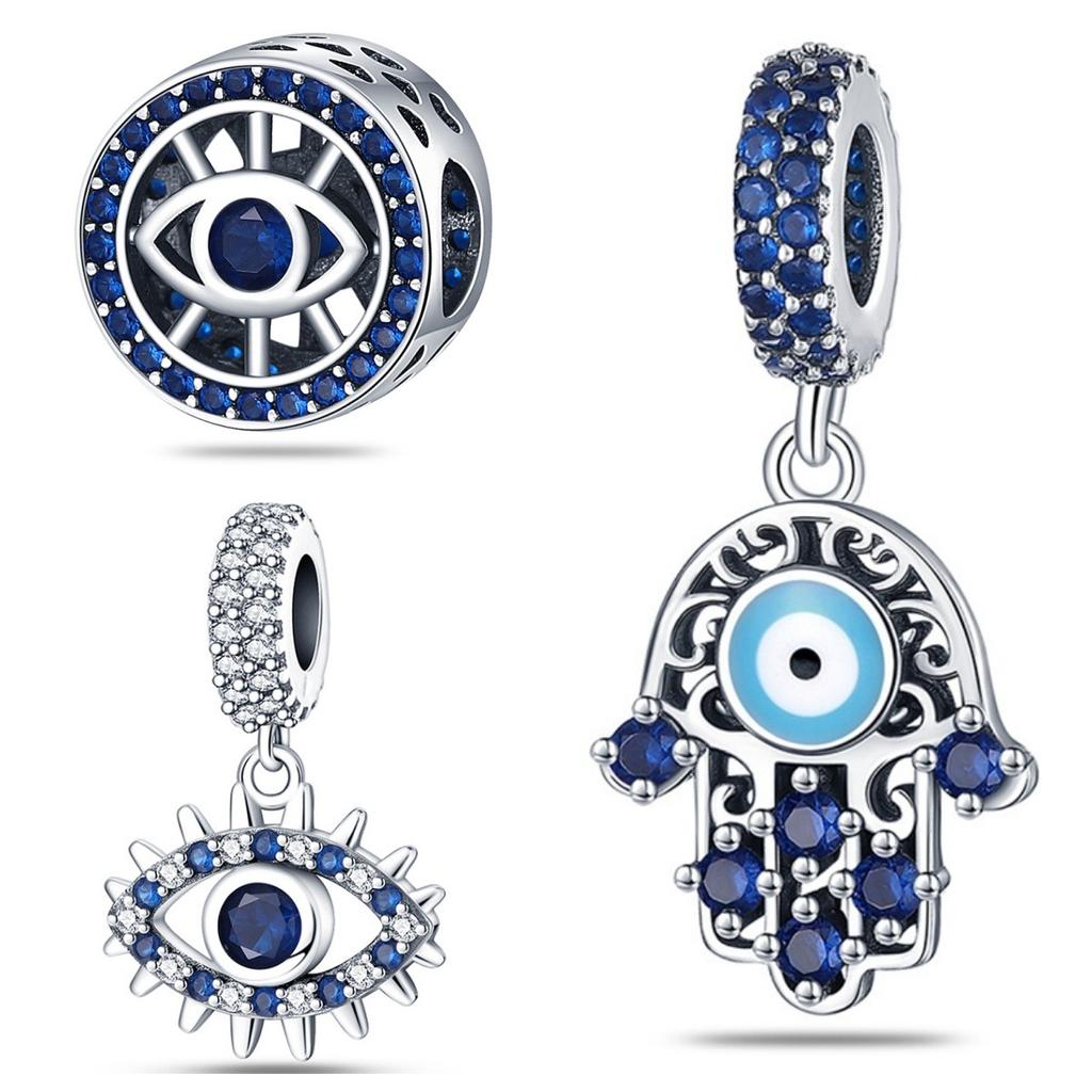 S925 Silber Böser Blick Blaue Saphir Glasperlen Tima Dekorative Stränge für die Schmuckherstellung
