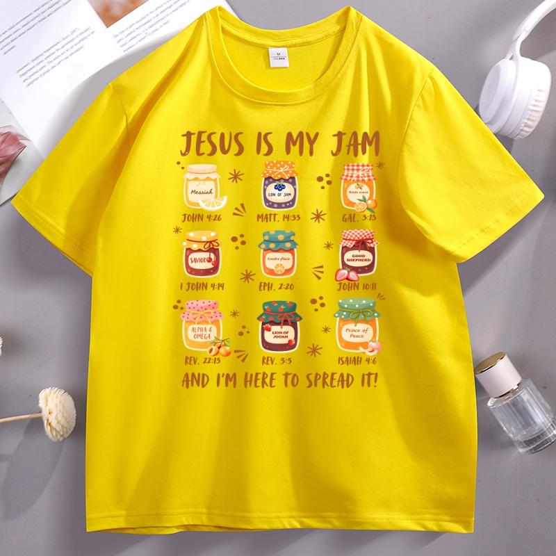 Jesus Is My Jam Tshirt Unisex Women Casual Cotton Short Sleeve Boho Christian TShirt Religious Tee Trendy Faith Unisex Clothes