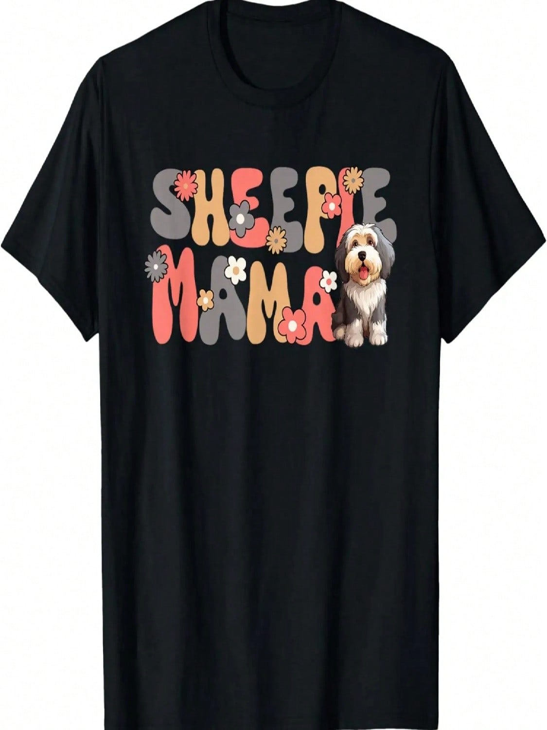 Old English Sheepdog Groovy World s Best Sheepie Mama T-Shirt S