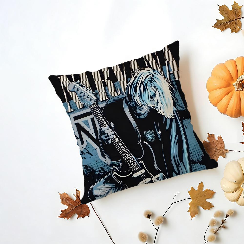 Fashion Raw American Rock Band NNirvana Cushion Cover Washable Linen Pillowcase Soft  for Daily Sofa Bed Home Room Decor