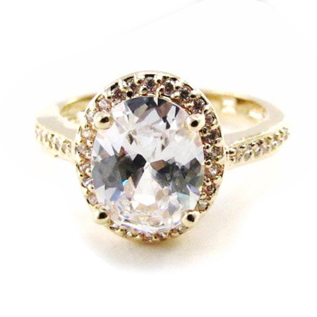 Gullbelagt Ring 'Victorina' hvitt gull - 10x12 mm