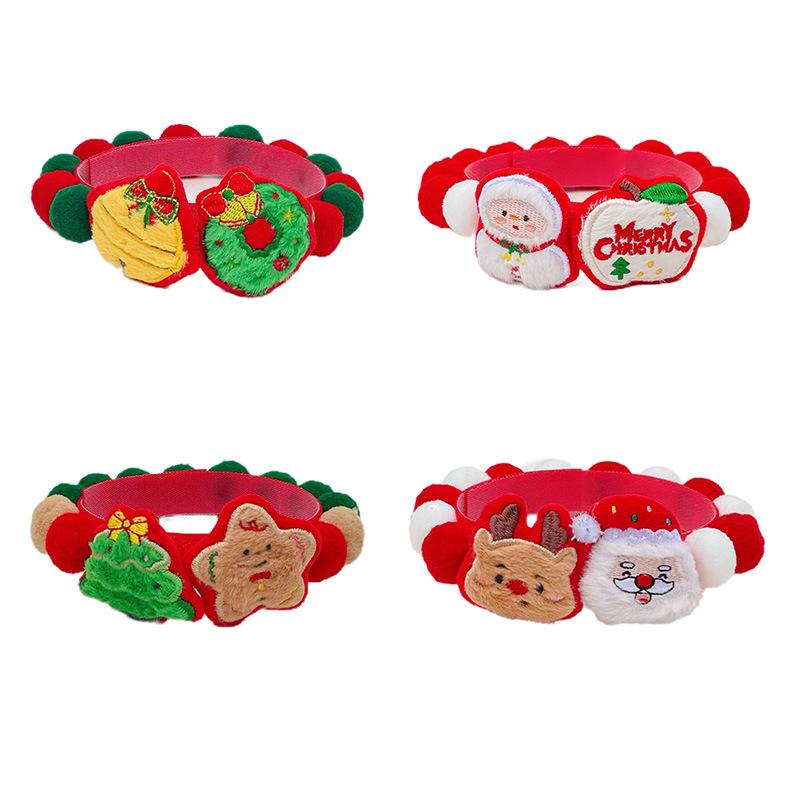 1Pcs Pet Ball Collar Christmas Tree Colorful Cat Dog Scarf Decorative Chain Safety Material Cute Snowman Elk Apple