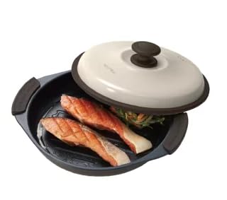 Microwave Grill Pan, Pale Aqua, 21cm Inner Diameter, Wavy Plate, 6-in-1 Cooking Utensil, with Silicone Mittens, Toffy [Parallel Import]