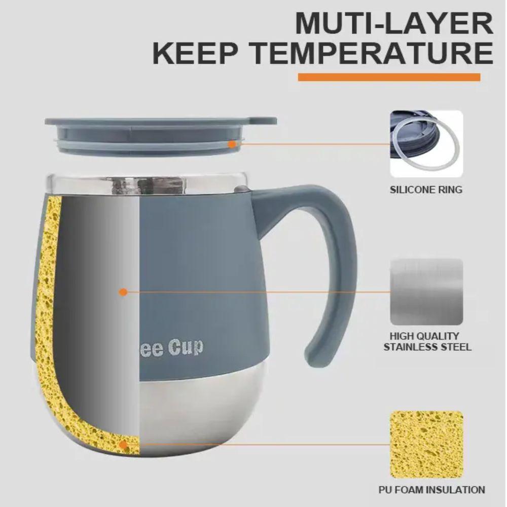 500ML Coffee Cup with Lid Water Cup Portable Thermal Cup  Heat Insulation