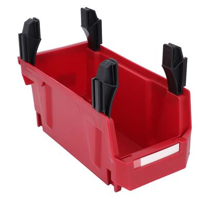 Förvaringslåda för delar Förtjockad PP Stor öppning Verktygsförvaring Bakre hängande behållare för garageverkstad 276x139x128mm Röd