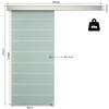 90cm Sliding Glass Door with Hardware Track Kit, Frosted Tempered Glass with Stripe Pattern, Round Handle