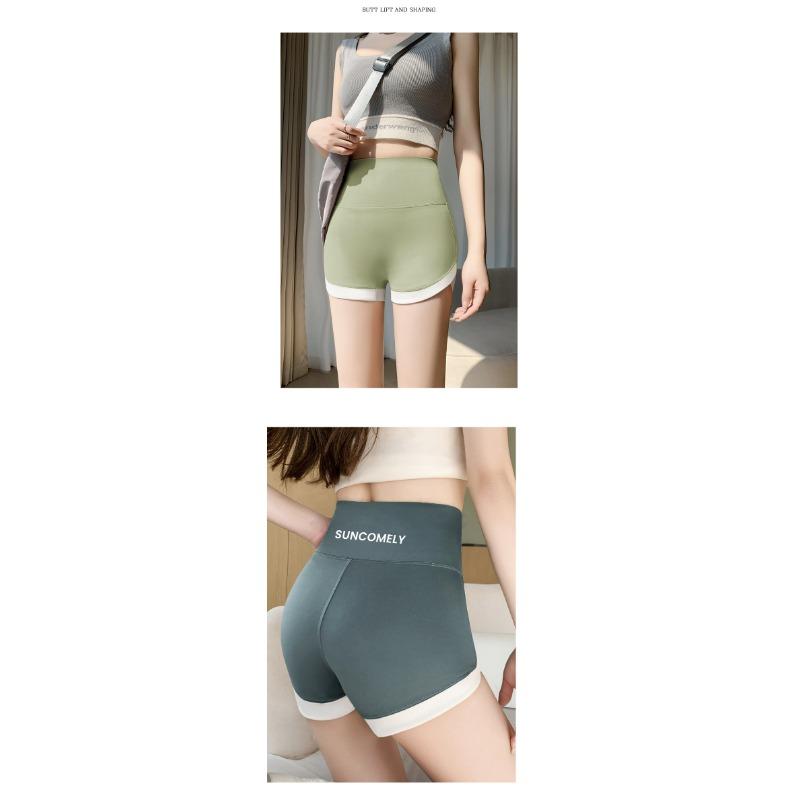 Fără ridicare jenantă a liniei, fese, purtare exterioară, colanți sport subțiri, culoare patchwork, pantaloni de siguranță, femeie