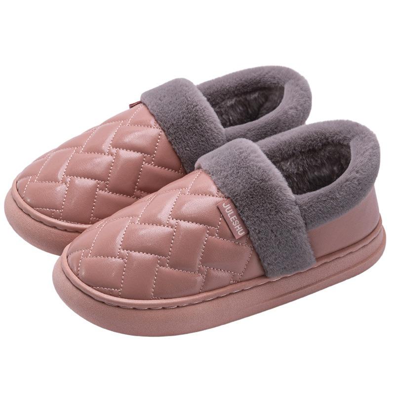 Waterproof cotton shoes new autumn and winter home indoor non-slip confinement shoes velvet warm couple cotton slippers men