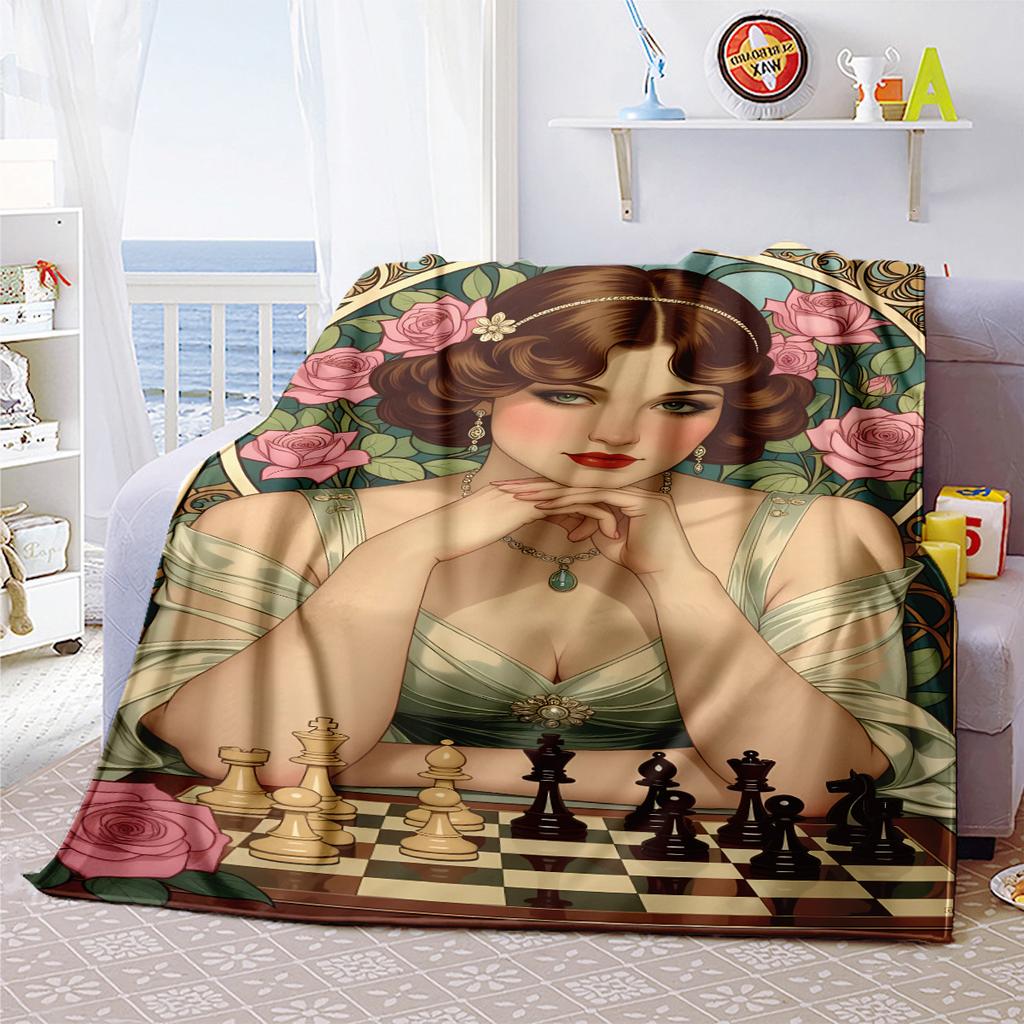 1pc Elegant Victorian-style Romantic Lady Blanket, Al Season Lightweigh Poster Blanket Home Office Outdoor Nap Multifunc Poster Blanketional Blanket