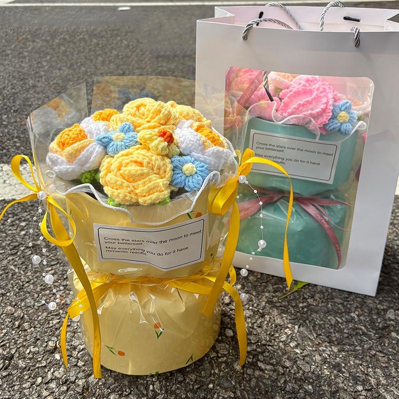 Crochet Flower Bouquet Mother's Day Gift Flowers Handmade Bouquet Wedding Party Decor Guests Gifts Graduation Gifts