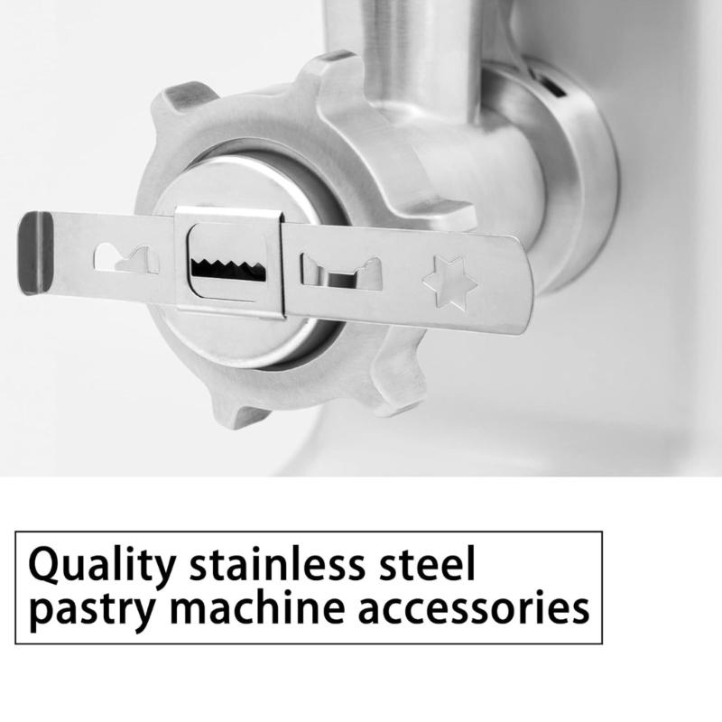 Praktický díl mlýnku na maso Nerezová tryska Příslušenství na sušenky Kovová textura Vhodné pro použití s různými mixéry