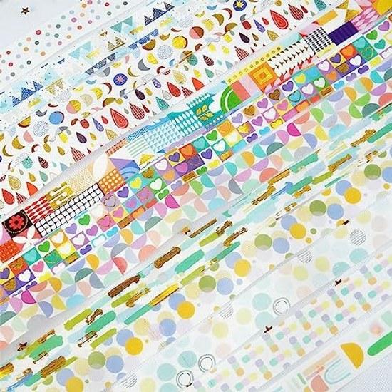 Masking tape 12-piece set cute washi beautiful painting gold foil DIY craft journal planner scrapbook wrapping gift decoration (basic pattern)