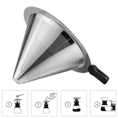 Kónický kávový dripper Nerezový filtr na kávu Pour Over Opakovaně použitelný bezpapírový kapací filtr Domácí kávovar Příslušenství