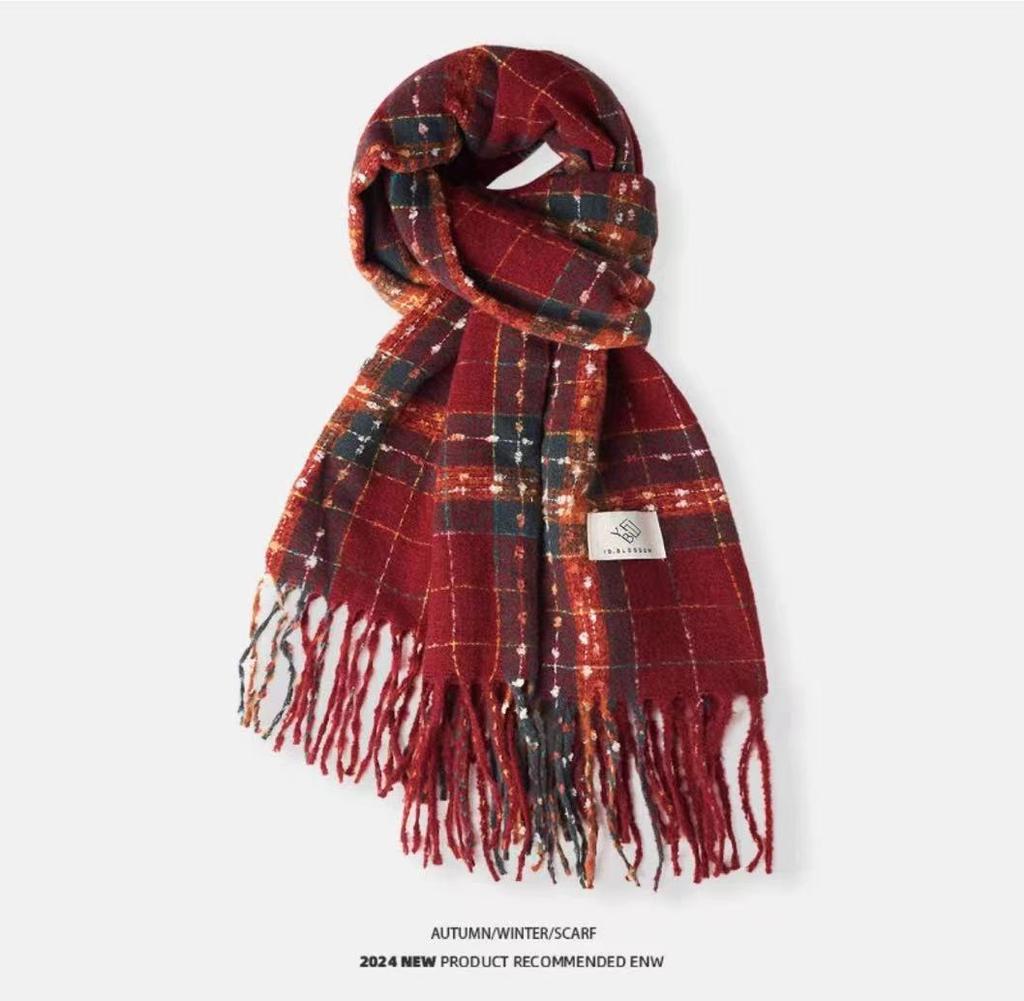 New Christmas Scarf Women's Versatile White Imitation Cashmere Elk Scarf New Red Scarf