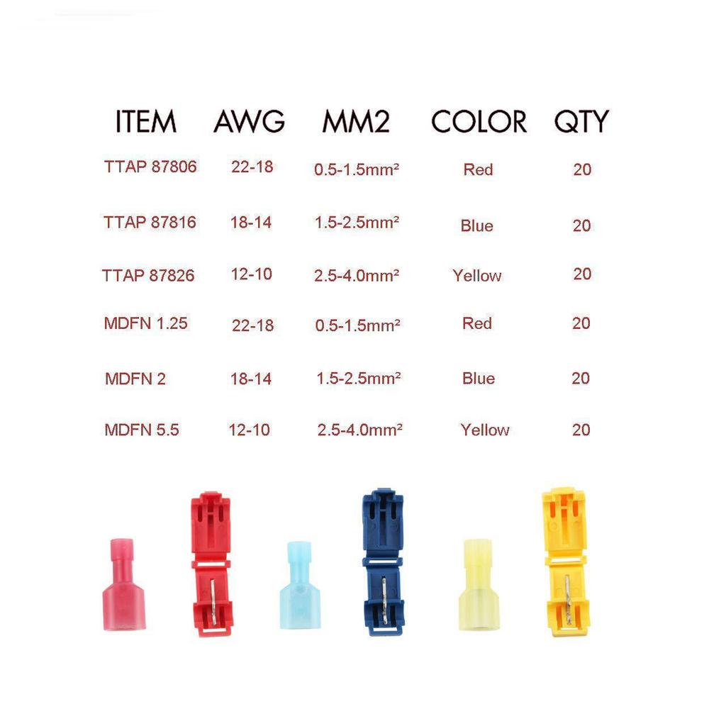 Cross T-Type Main Line Branch Wiring Clip Terminal Set