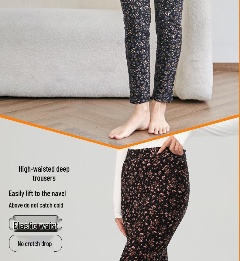 Damen Baumwollhose mit hohem Bund und Fleecefutter - Slim Fit, dick und warm für Herbst & Winter