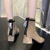 Small short boots women's 2025 new autumn versatile large size Korean version retro simple thick heel high heel Internet celebrity thin boots tide