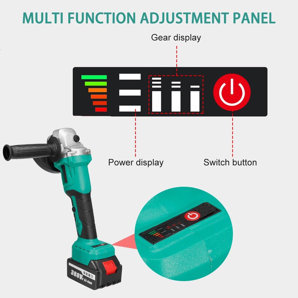 1000W 388VF Cordless Impact Angle Grinder DIY Power Tool 125mm Electric Polisher Cutting Grinding Machine