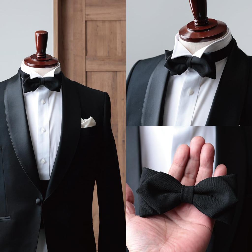 [Y&TAILOR] Bow Tie, Wool, Canonico, Made In Japan, Formal, High-End, Premium Brand, Stylish, Gift, Y&TAILOR (Black)