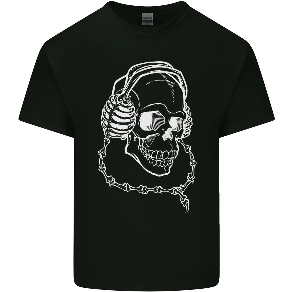 Music A Skull Wearing Headphones Kids T-Shirt Childrens