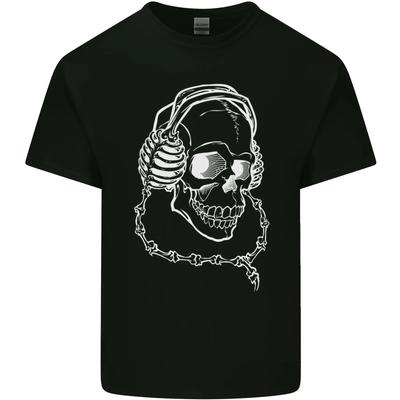 Music A Skull Wearing Headphones Kids T-Shirt Childrens