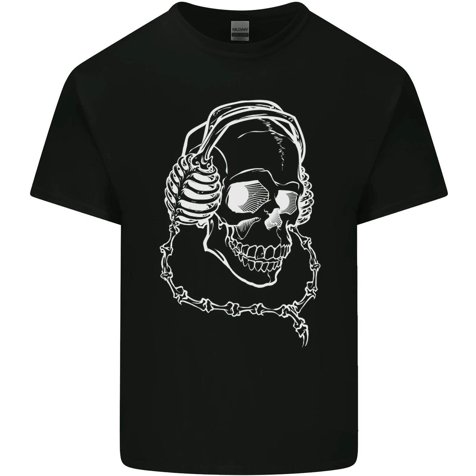 Music A Skull Wearing Headphones Kids T-Shirt Childrens S