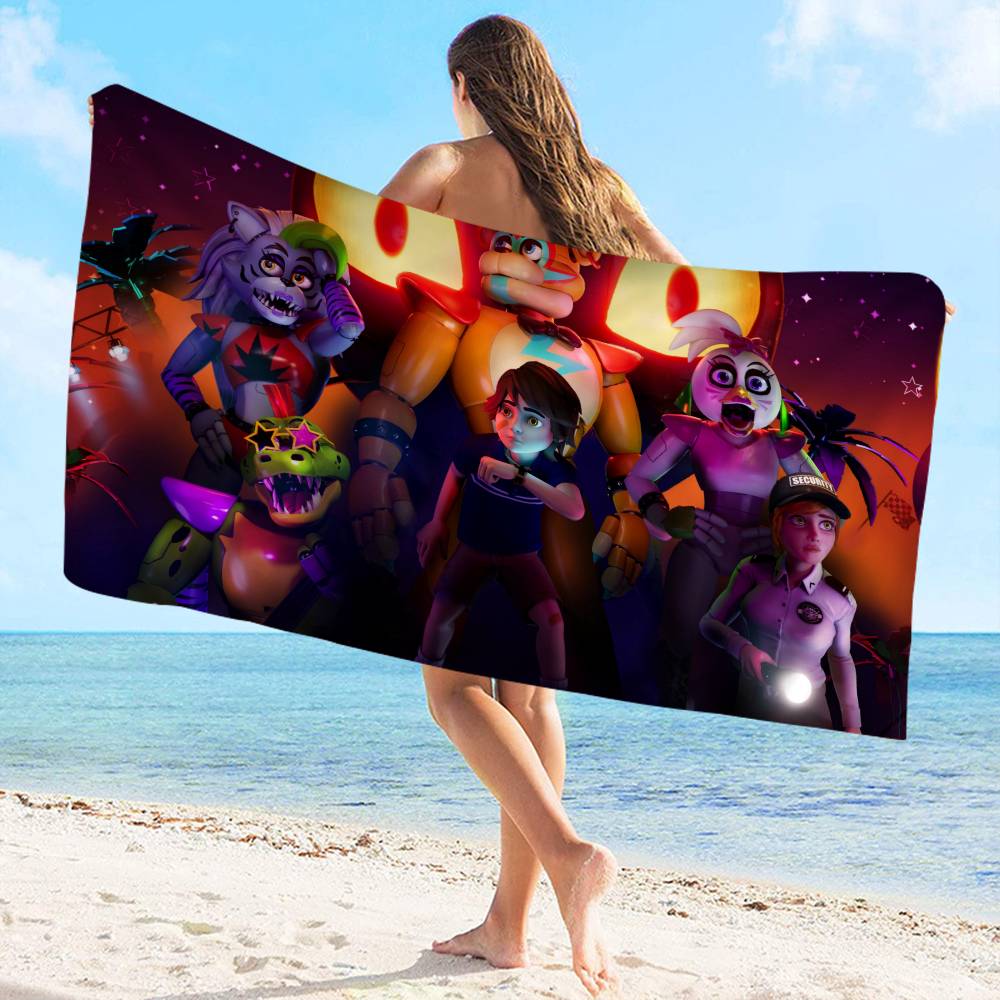 Fnaf Five-nights-At-Freddys Microfiber Blanket Quick Drying Beach Towels Oversized Printing Super Absorbent Pool Towel Blanket