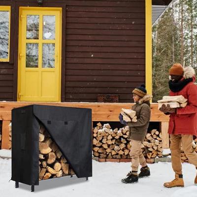 Holzabdeckungen für Brennholz Oxford-Stoff Kaminholzregal-Abdeckung Robuste Holzscheit-Regal-Abdeckung Wetterbeständig Verstellbar Outdoor