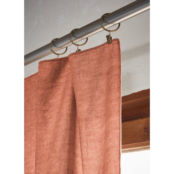 Set of 2 Adjustable Curtains + 8 Clip Rings 140 X 270 Cm "Lysandre" Lyocell The Butterfly Effect - Terracotta