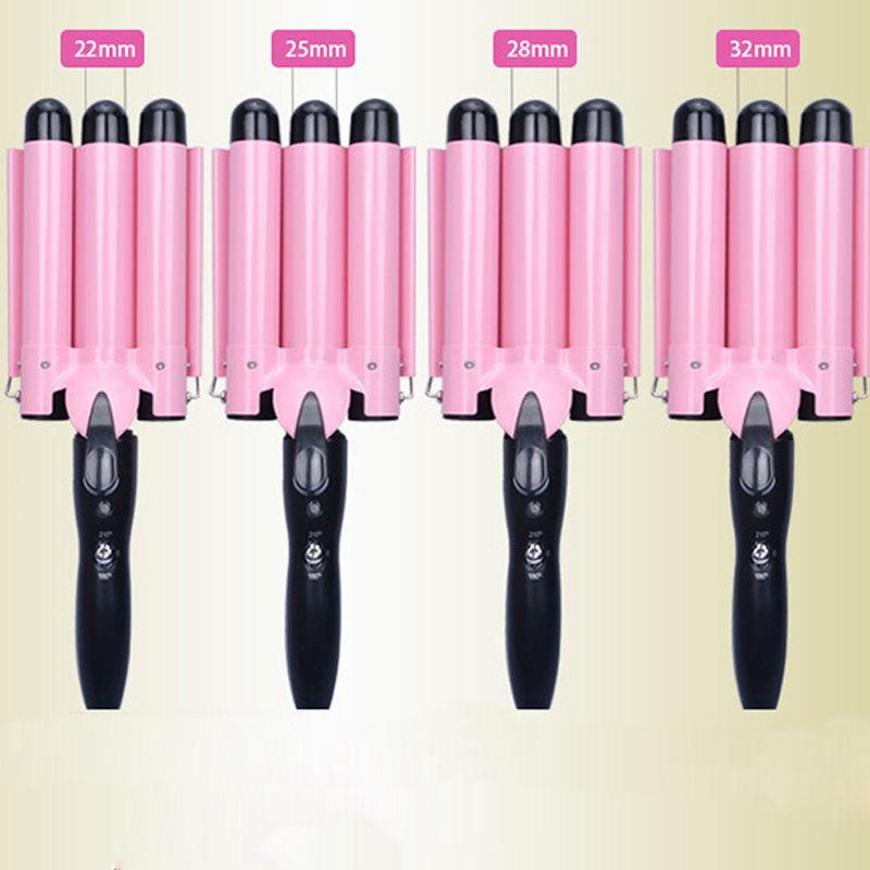 Hair Curler Triple Barrel EU Plug Digital Curling Iron Perm Splint Big Wave