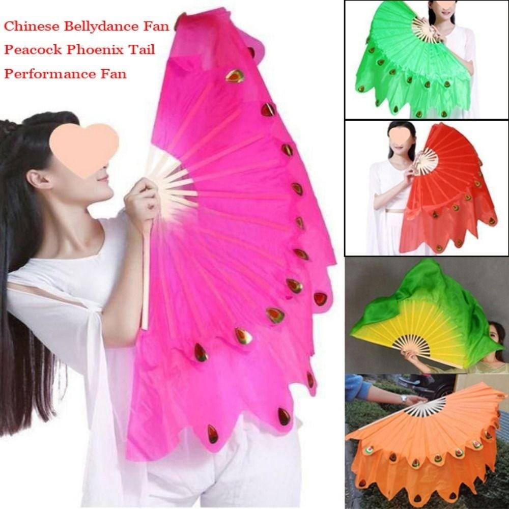 Dancer Practice Peacock Tail Fan 31/36cm Bamboo Yangko Dance Bamboo Fans  Kid Women