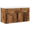 Washbasin Cabinet with Built In Basin Rustic Wood Effect