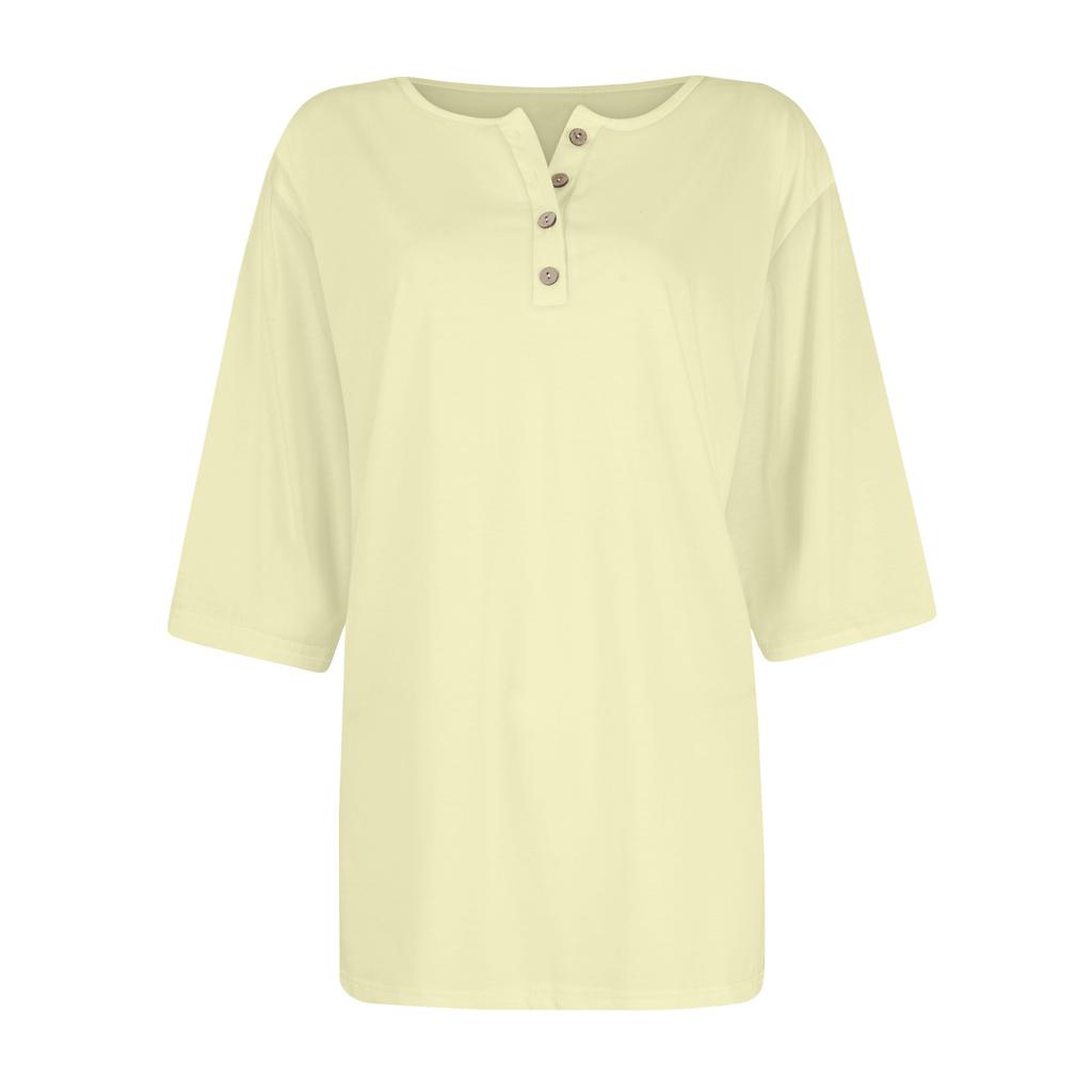 Top da donna casual a manica 3/4 con colletto button-down per uso quotidiano