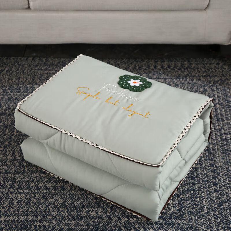 YEKEROLAN Freesia Embroidered Cushion Blanket