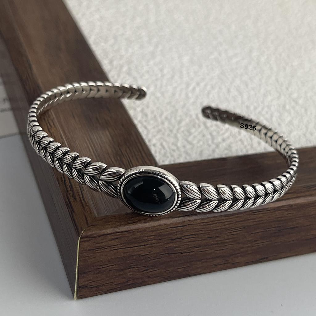 100% Solid 925 Sterling Silver Metal Bracelet for Women Vintage Handmade Simple Retro Flower Chain Bracelet Birthday Gift Party