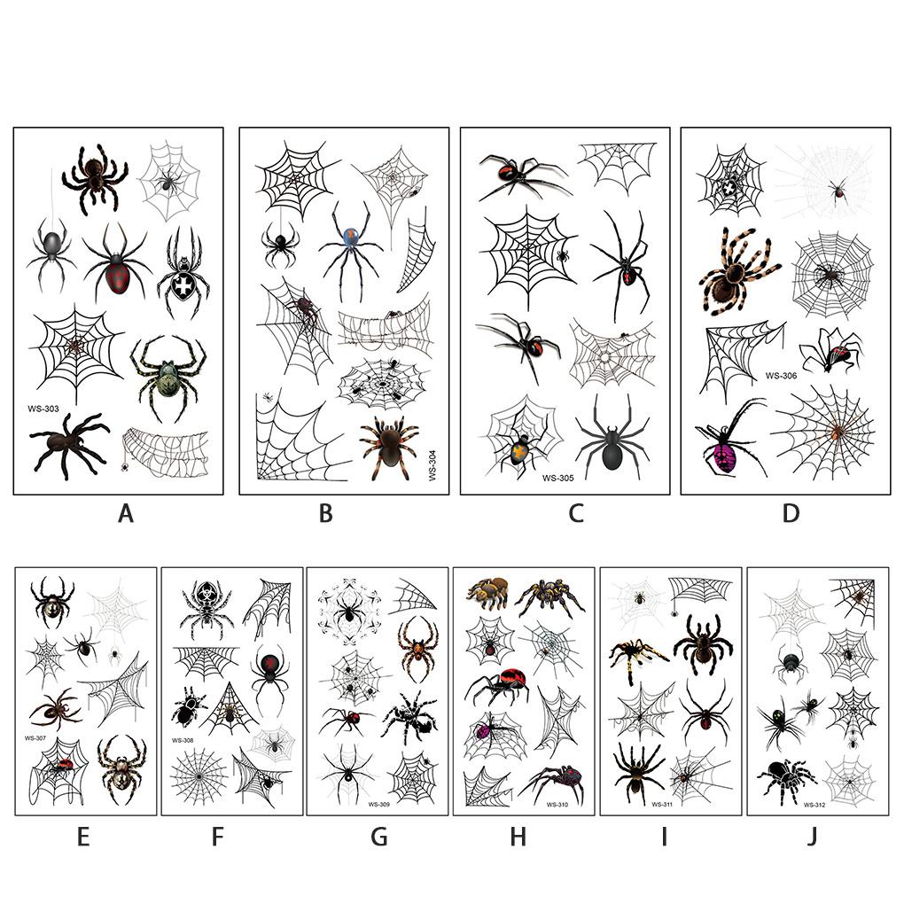 10 Pieces Stickers Sexy 3D Spider Embellishment Transfer Tattoos Halloween Role-playing Parties Women Kids