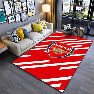 """Roter Teppich mit Arsenal-Logo und weißem Streifenmuster-Teppich" Geeignet für den Einsatz als Anti-Rutsch-Matte für Wohnzimmer, Schlafzimmer, Sofas"""