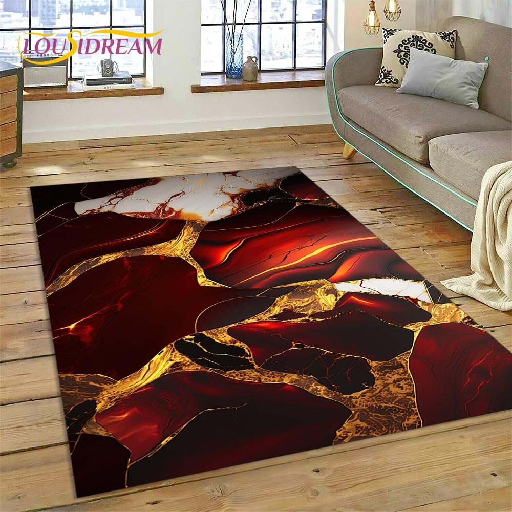 3D Luxurious Green Gold  Colour Marble Dream Rug Carpet for Living Room Bedroom Home Decor,Non-slip Decoration for Sofa Doormat