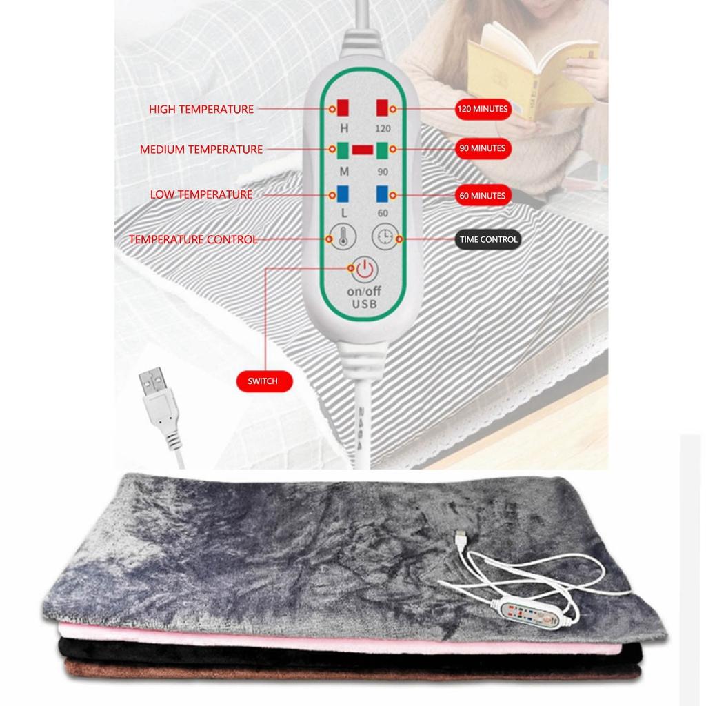 USB Heated Electric Warming Shawl Lap Blanket Heated USB Heating Blanket Soft Blanket