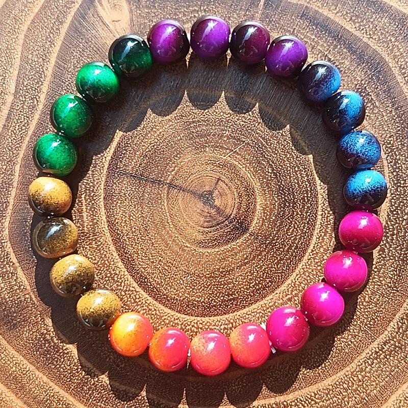

Seven Chakra Energy Yoga & Meditation Mala Bracelet 8 mm glass beads