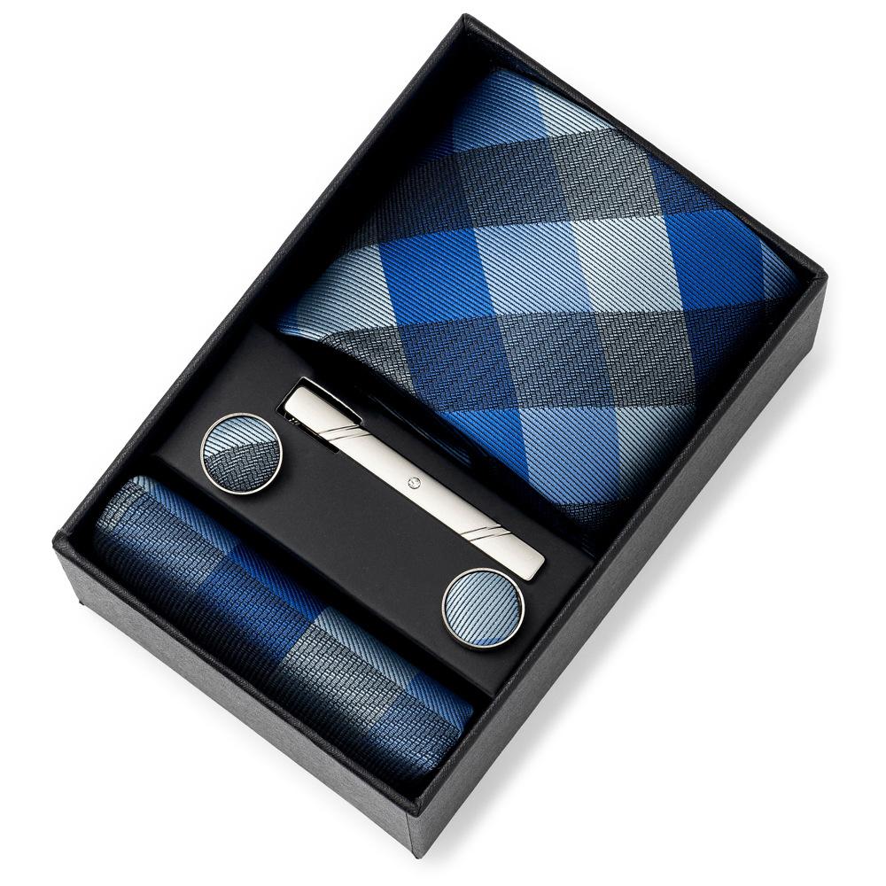 Men'S Tie Net Color Striped Jacquard Yarn Business Professional Tie Set Men'S Gift Box