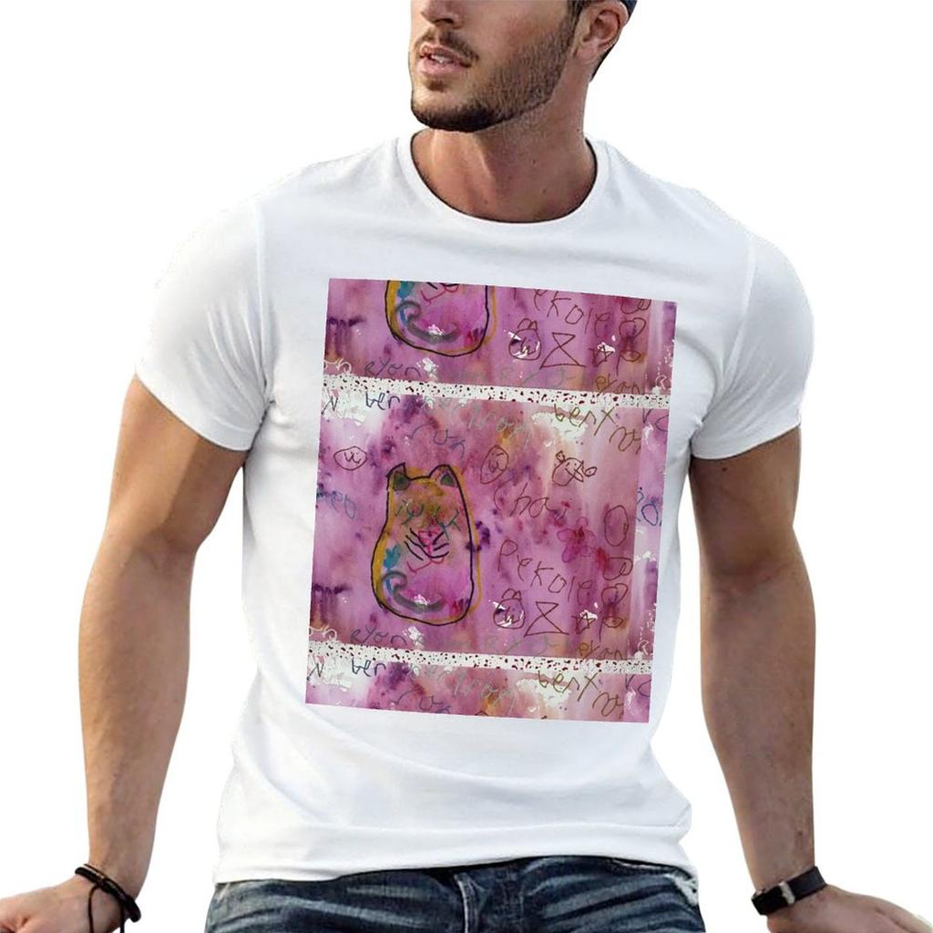 Magenta Cat Tshirt Cotton T Shirt Unisex Unisex T Shirts Graphic T Shirts With Prints Tshirt