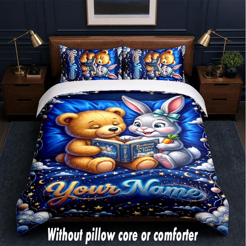 Family Friends Theme Custom Text Or Name 3Pcs Bedding Set,1 Flat Sheet & 2 Pillowcases Personalized Home Bedding