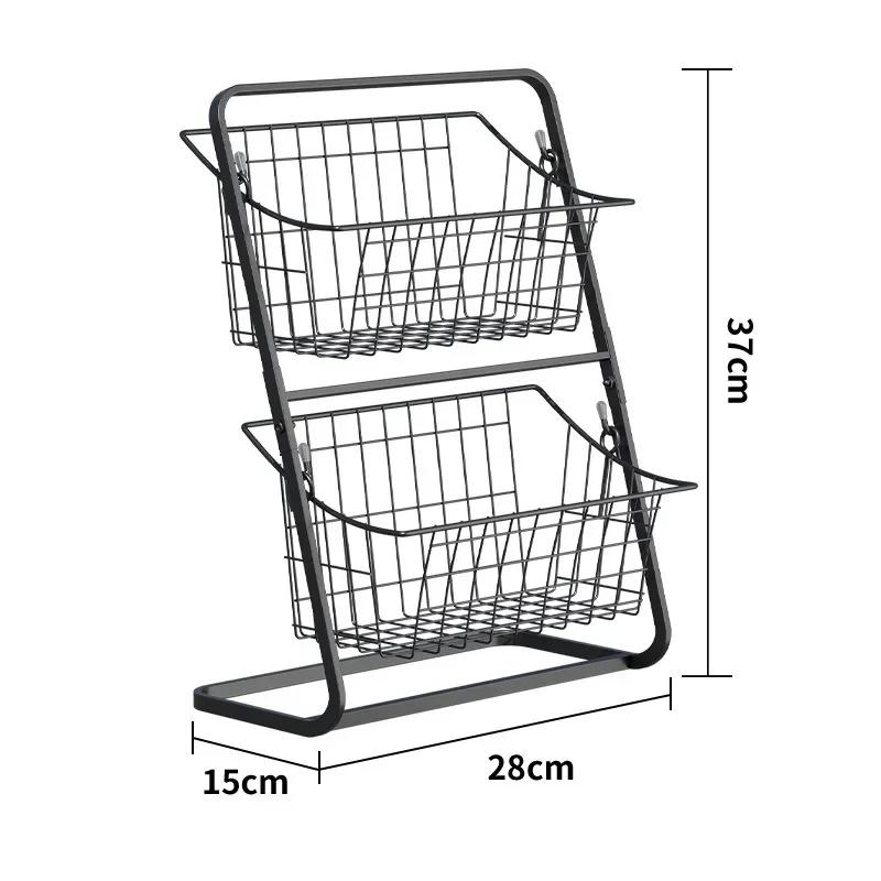 Double Layer Iron Storage Shelf Rack for Kitchen Seasoning Organizer Fruits Holder Assembly Bathroom Cosmetic Storage Basket