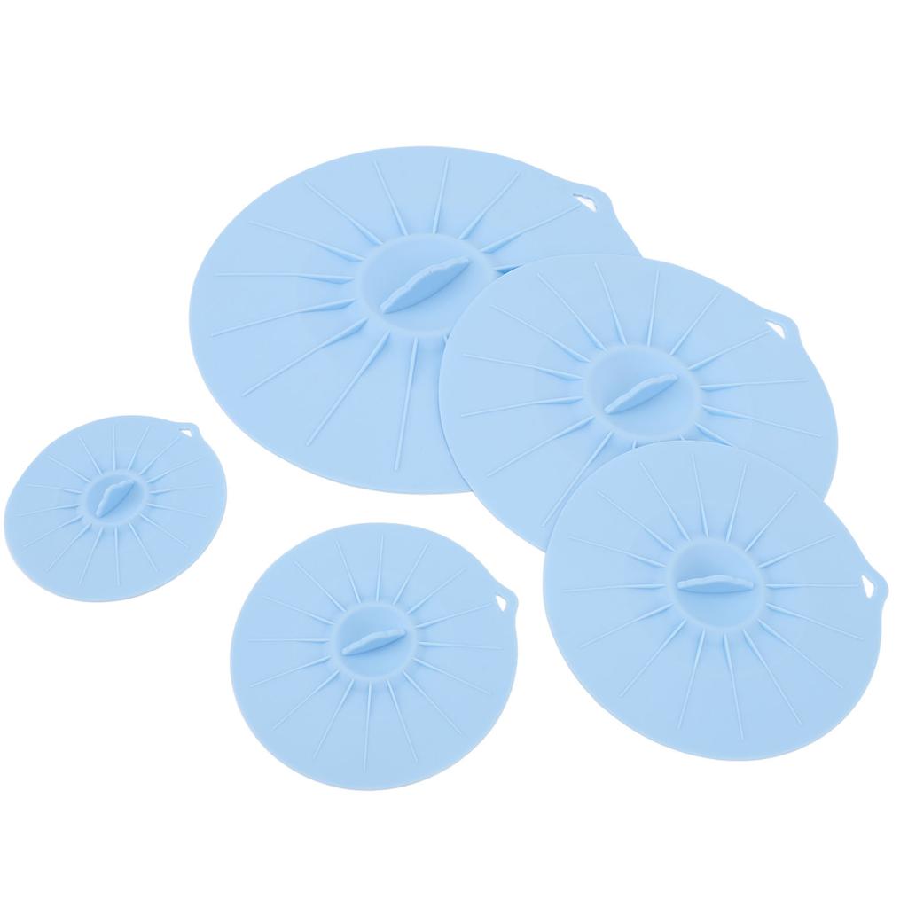 Silicone Lid Set Heat Resistant Reusable Microwave Splatter Cover Food Suction Lid for Bowls Pots Pans 5pcs