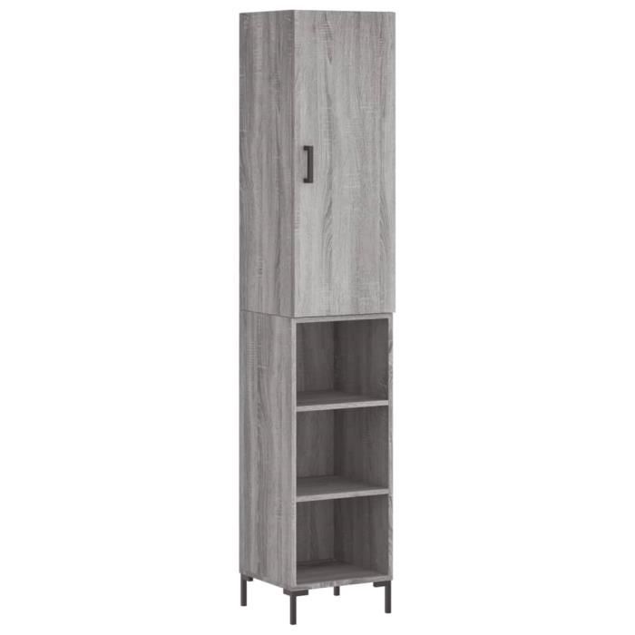 VidaXL Buffet haut Sonoma gris 34,5x34x180 cm Bois d'ingénierie 3198983
