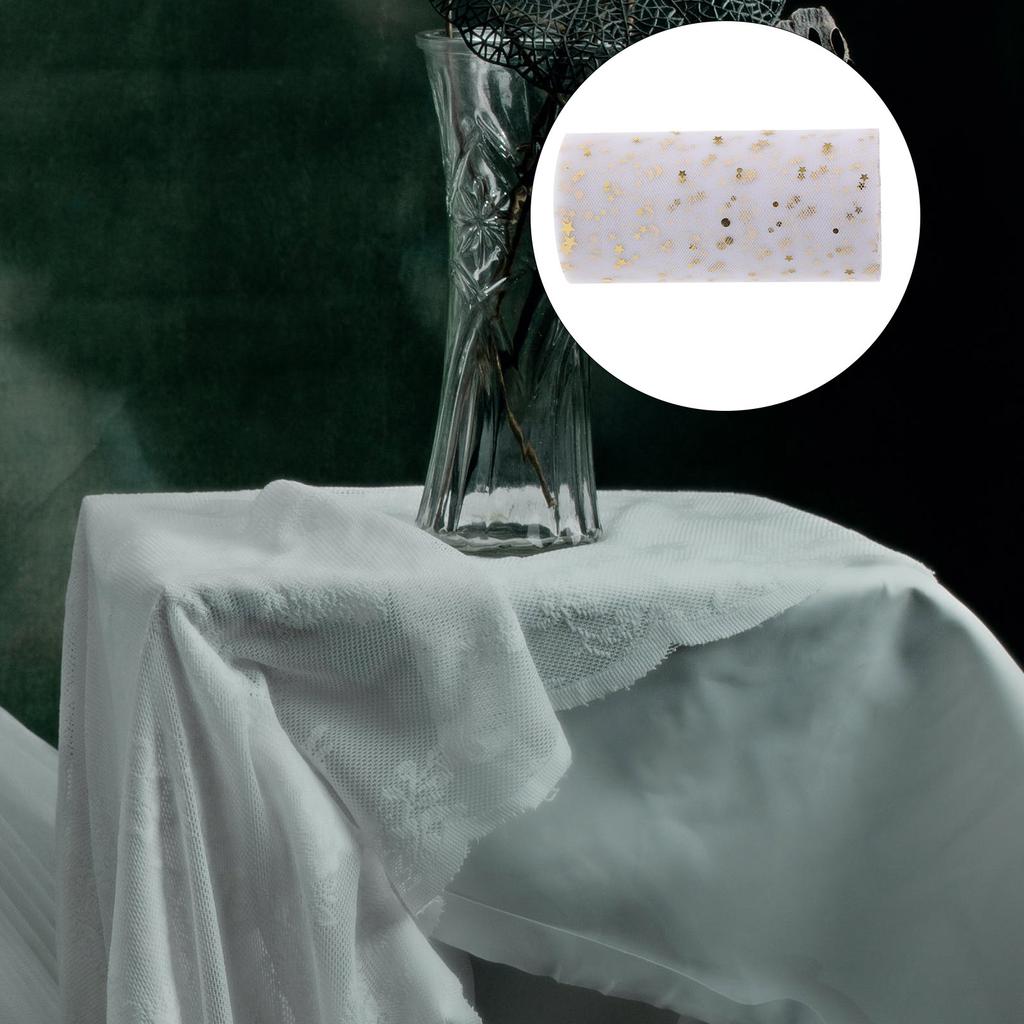 Sequins Tutu Skirt 2280X15Cm White Lightweight Gauze Table Cover For Wedding Party Decor Table Skirts Gauze Wedding Party