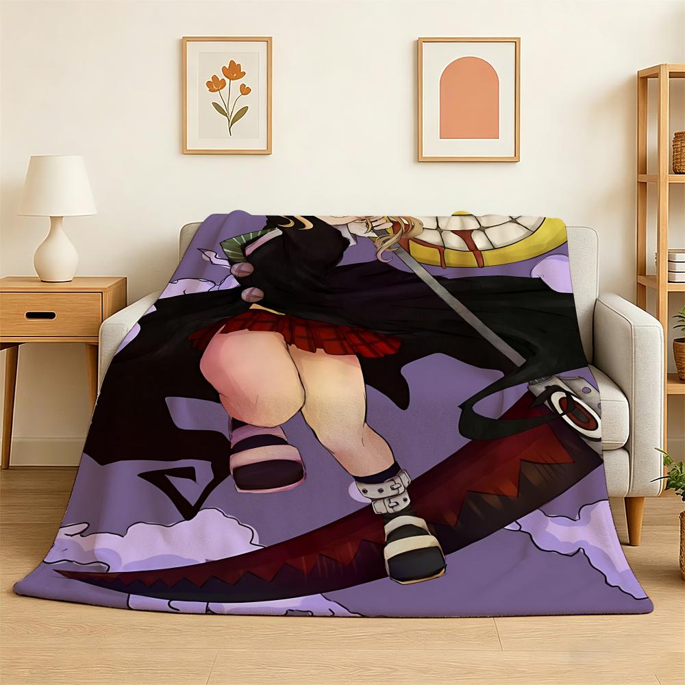 Classic Anime Soul Eater Throw 240g Flannel Blanket Lightweight Soft Skin-friendly Summer Thin Throw Blanket 75X95CM